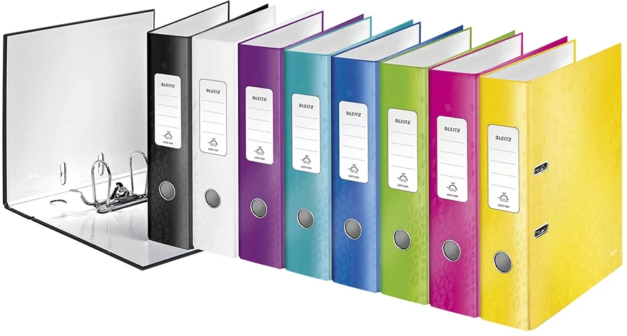 Biblioraft 180° WOW, carton laminat, partial reciclat, certificare FSC, A4, 80 mm, Leitz